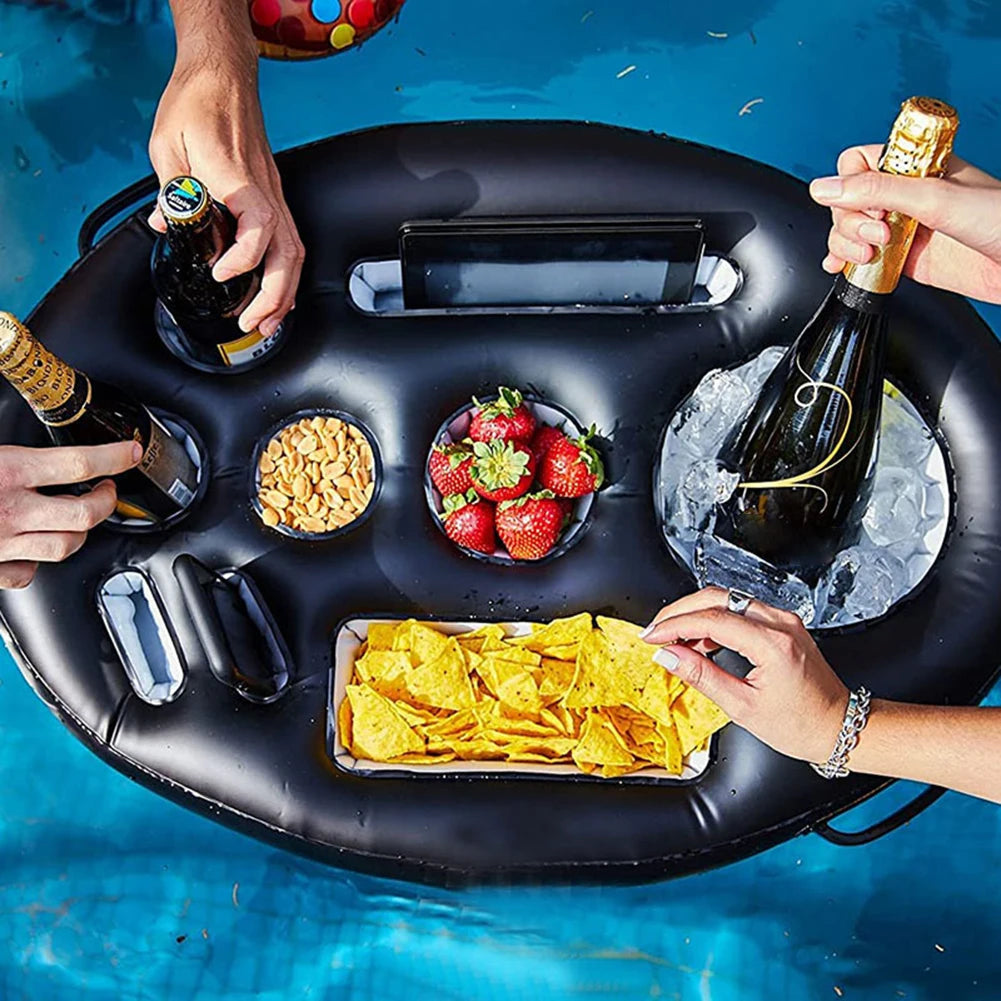 Swimming Pool Float Beer Table Cooler Table Bar Tray Inflatable Cup Holder Phone Pad Swimming Pool Mattress Food Drink Holder