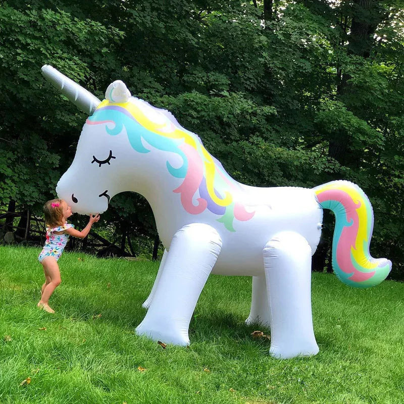 Unicorn Water Sprinkler Kids Toy for outside Giant Inflatable Swimming Float Outdoor Fountain Beach Party Water Spray Toys