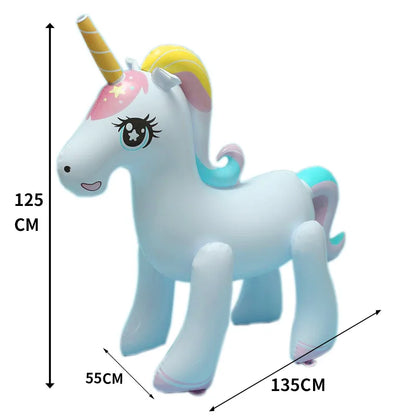 Unicorn Water Sprinkler Kids Toy for outside Giant Inflatable Swimming Float Outdoor Fountain Beach Party Water Spray Toys